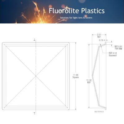12 inch square light cover polycarbonate