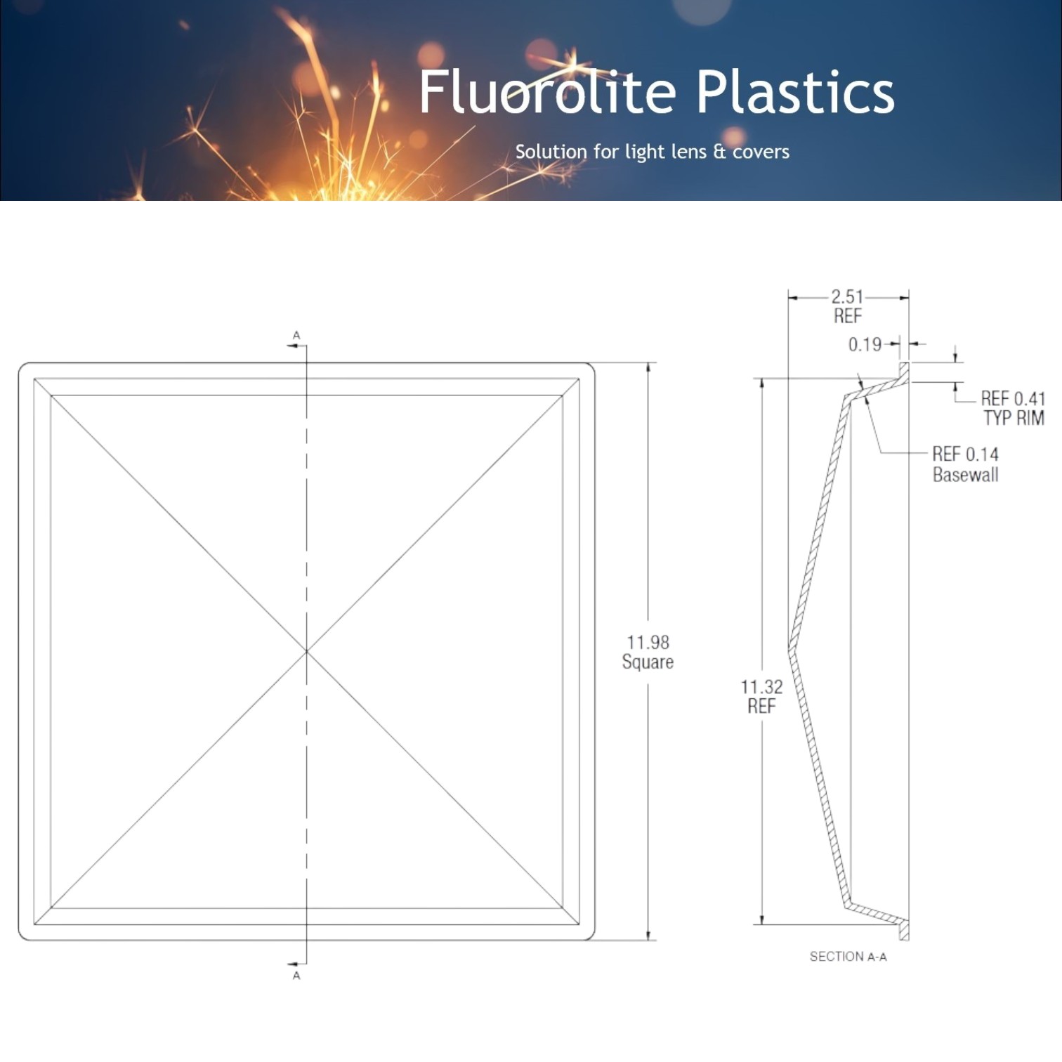 12 inch square light cover polycarbonate