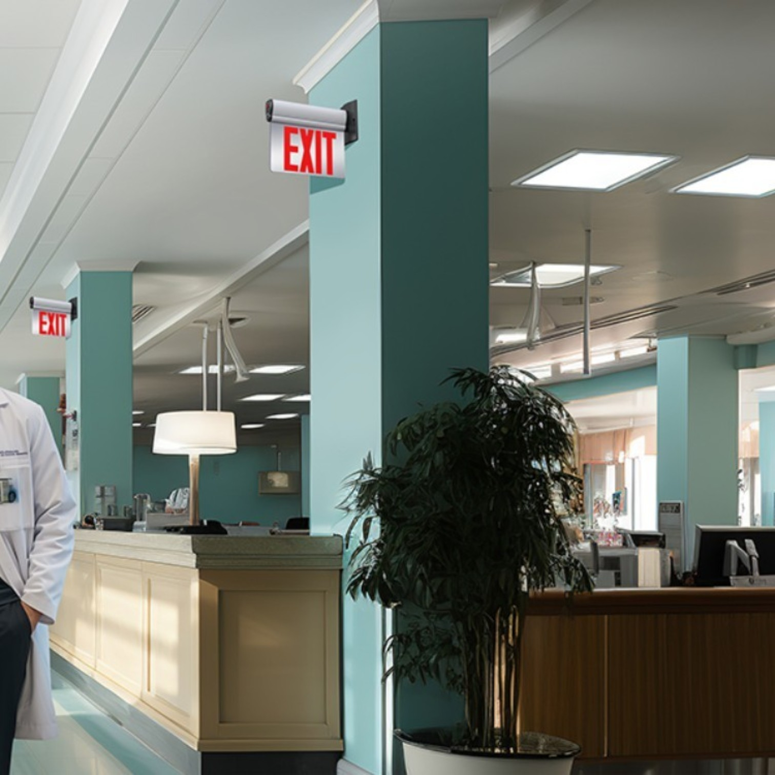 double sided edge lit red LED exit sign