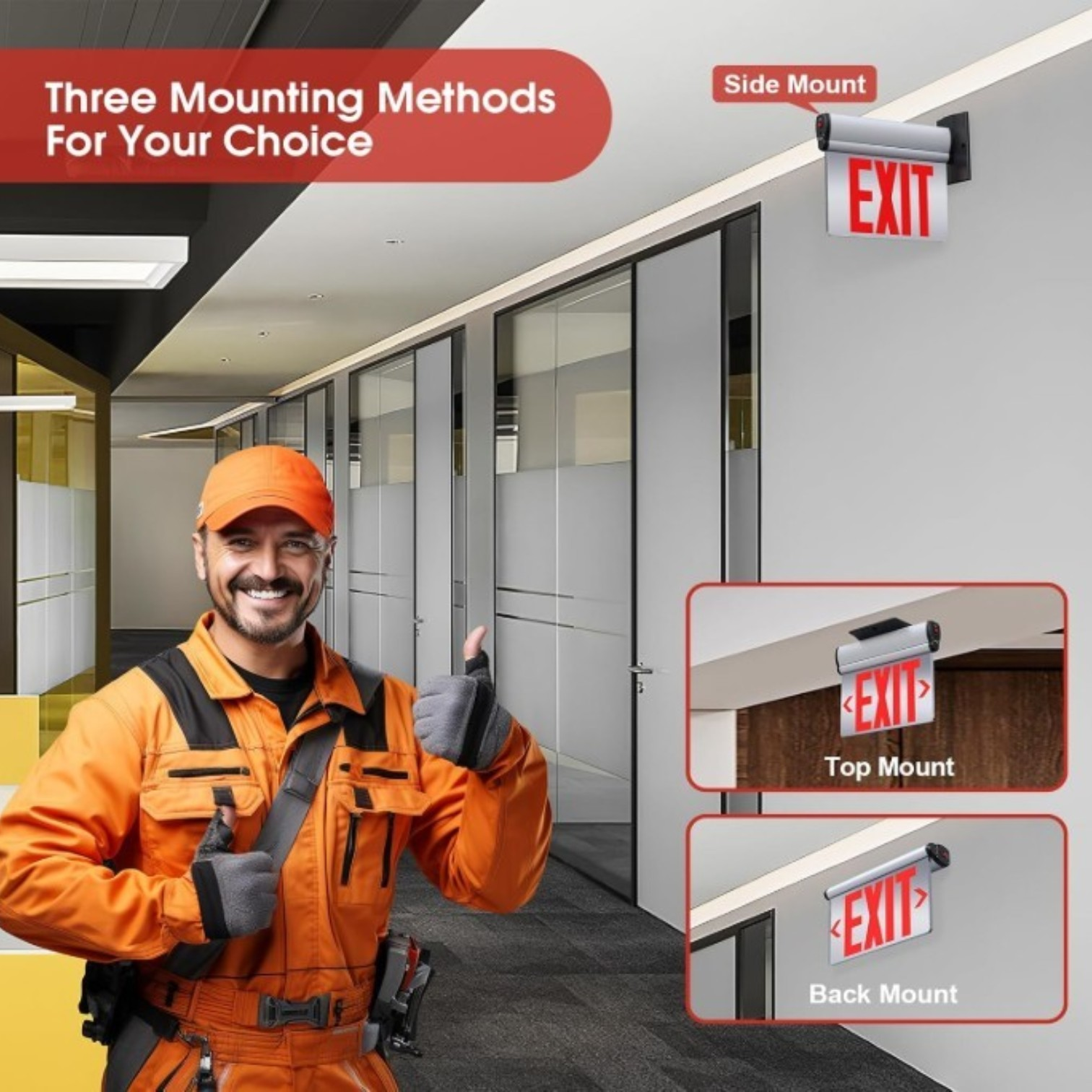 red double sided acrylic exit sign