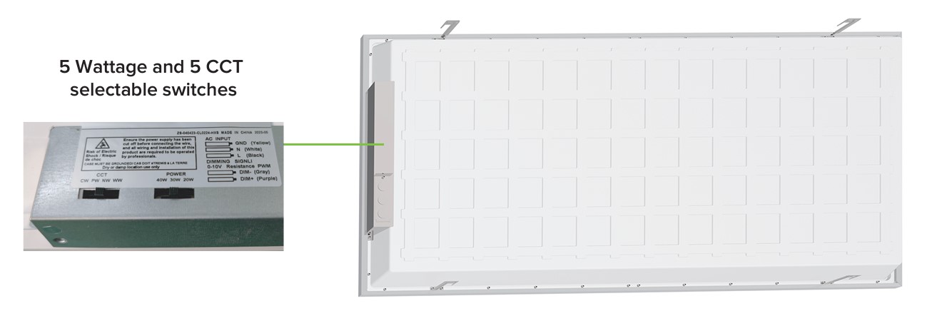 2x4 led fixture switchable power