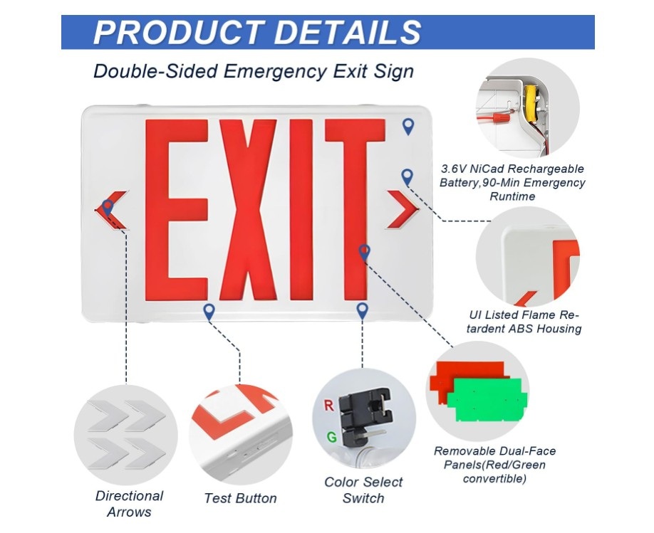 double sided emergency exit sign